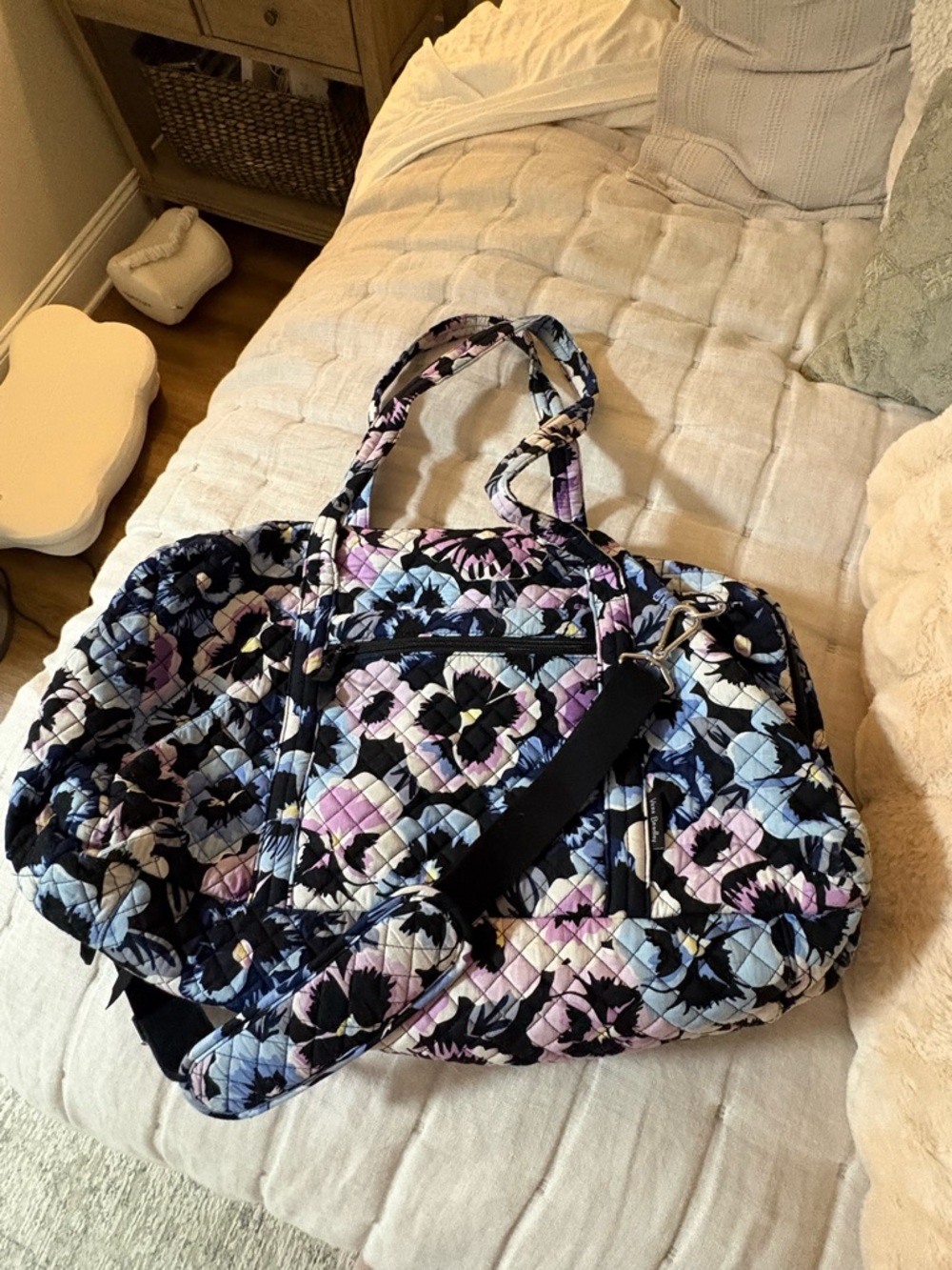 Vera Bradley Quilted Floral Travel Bag - Black, Lavender, Light Blue